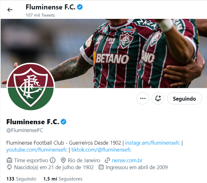 Fluminense figura no top-20 das Américas em interações no Twitter em junho