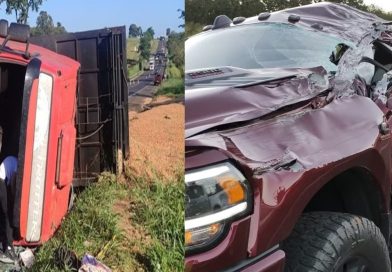Parapuã -Acidente envolvendo uma carreta Volvo Fh 440  e uma caminhonete