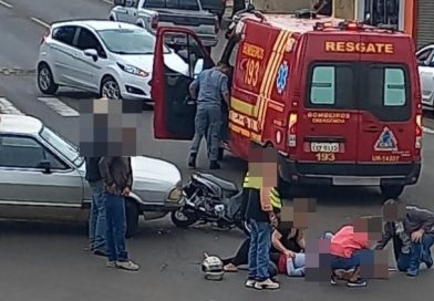 Dracena – Casal é socorrido ao PAM após acidente entre moto e carro