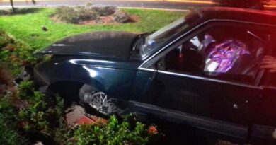 Paulicéia – Idoso fratura pé ao bater carro contra trevo de entrada do município
