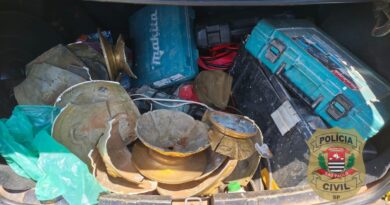 Junqueirópolis – Polícia Civil recupera quase 40kg em peças de bronze furtadas de sepulturas