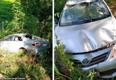 Monte Castelo – Carro capota e cai em ribanceira na SP-563